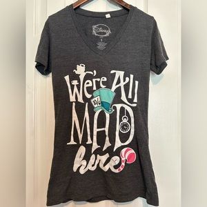 Alice in Wonderland We're All Mad Here tee shirt